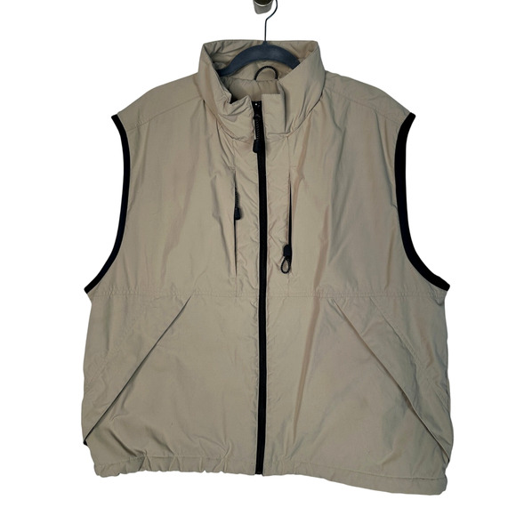 Eddie Bauer Men's L Outdoor Outfitter NYLON Vest Fleece Lined Full Zip Khaki Tan - Picture 1 of 7
